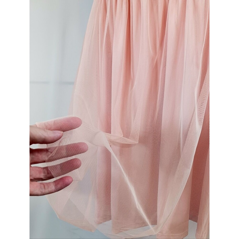 Formal Tulle Mini Dress Crochet Prom Cocktail Peach Black Size XL - Picture 6 of 14